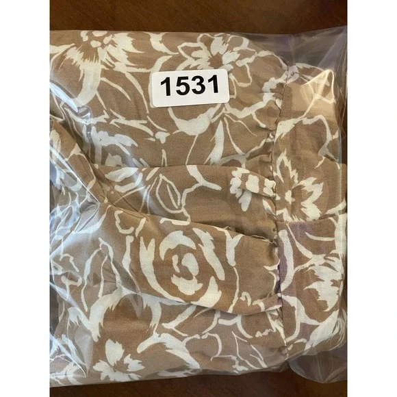 Blu Pepper Babydoll Dress Womens Size L Mini Brown Cream Floral Lined - Picture 12 of 12